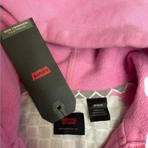 Levi's Skateboarding Hoodie Pink Gray Heavyweight Sweater Mens Size M New - Picture 8 of 15